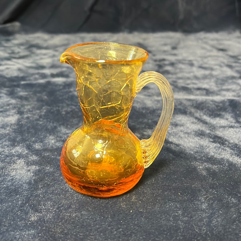 VTG Crackled Glass Pitcher